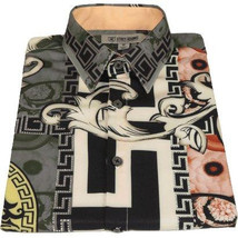 Mens Stacy Adams Medallion Lion Print Sports Shirt Stage Singer 4951 Gray Multi image 2