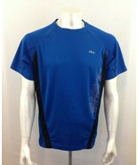 Fila Men&#39;s Blue Black Short Sleeve Polyester Crew Neck Athletic Shirt Si... - $149.27 MXN