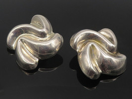 MEXICO 925 Sterling Silver - Vintage Shiny Swirl Non Pierce Earrings - E... - £66.07 GBP
