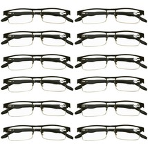 12Pair Mens Metal Half Frame Rectangle Reading Glasses Spring Hinge Slim... - $31.99