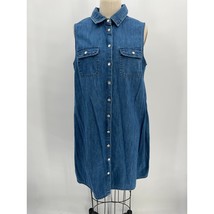 ASOS Denim Sleeveless Button Front Shirt Dress Sz US 8 Blue 100% Cotton - $24.50