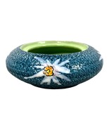 Vintage Signed Italy Blue Ceramic Bowl Planter Floral &amp; Green Interior F... - $28.04