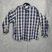 Wrangler Jeans Co Mens Work Shirt 3XL Blue Plaid Button Up Long Sleeve W... - £12.50 GBP