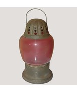 Antique Ice Skating Handheld Red Glass Metal Lantern Lamp Rustic Patina ... - $271.15