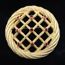 Vintage Christian Dior Basket Weave Lattice Work Rhinestone Brooch Pin - £349.97 GBP