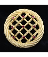 Vintage Christian Dior Basket Weave Lattice Work Rhinestone Brooch Pin - $445.48