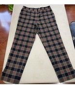 Talbots Dress Slacks Womens 10 Red Blue Plaid Tapered Pants Wool Blend L... - $376.14 MXN