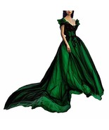 Kivary Off The Shoulder Long Gothic Black V Neck Evening Prom Dress Emer... - $168.29