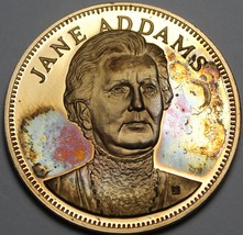 Jane Addams Humanitarin Toned Franklin Mint Bronze Proof Medallion 1970~Free Shi - £10.23 GBP