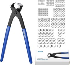 130 PCS Single Ear Stepless Hose Clamp Stainless Steel 360° Pliers Crimping Tool - £14.63 GBP