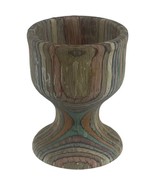 Rainbow Wood Egg Cup Kitchen Breakfast Multi-Color Norpro Hand Carved Boho - $8.52