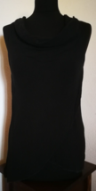 Black Cowl Neck Sleeveless Women Asymmetrical Top Y2K Vintage Used One Size - £16.19 GBP
