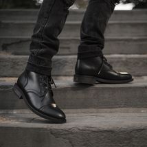 Handmade men leather boots, Men black ankle boots, Men fashion style black boot - £116.76 GBP