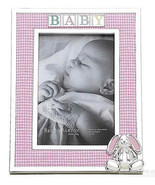 Reed &amp; Barton B-A-B-Y Girl Pink/Silverplate Photo Frame 4x6&quot; with 3-D Bu... - £25.61 GBP