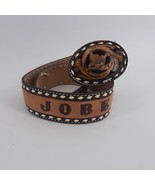 Circle Y &quot;Jobe&quot; Tooled Leather Belt Tan Brown Burgundy Velvet Rodeo West... - $23.38