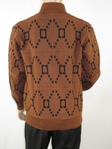 Mens SILVERSILK Fancy Thick Sweater Jacket Zipper Pockets Mock Neck 4202 Brown image 2