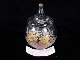 Viking Glass Fine Crystal Yellow Floral Covered Candy Jar, Yellow Rose, ... - $49.00