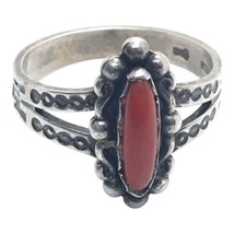 vintage navajo coral sterling silver ring size 6.5 - £46.93 GBP