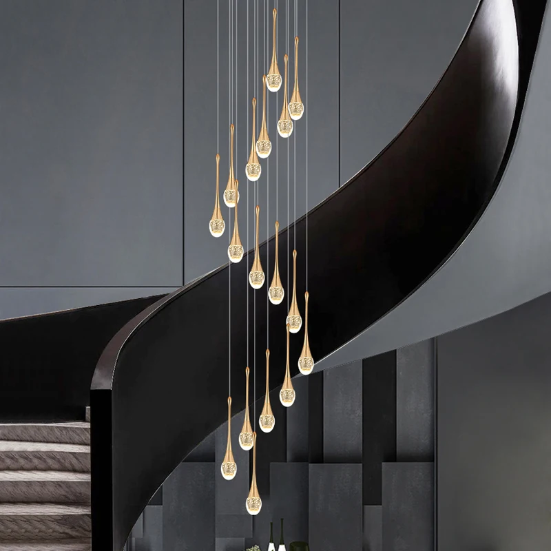 Villa Chandelier Modern Simple Lamp Crystal Spiral Stair Lamp Living Roo... - $76.05+
