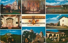 Chrome Postcard CA M402 Multi View California Indian Missions Franciscan Padres - $3.47