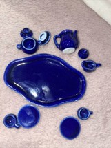 Miniature Blue Tea Set Ceramic 11 PCs - £7.77 GBP