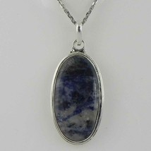 925 Sterling Silver Sodalite Handmade Necklace 18&quot; Chain Festive Gift PS-2131 - £28.72 GBP