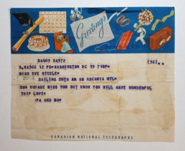 SS Ascania Ship Canadian National Telegraphs Greetings Paper Receipt 1951 - £11.79 GBP