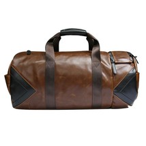 Retro Brown Bucket Travel Bags Large Crazy Horse PU Leather Shoulder Handbags - £62.32 GBP