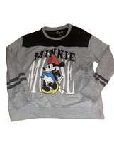 Minnie Mouse Womens Long Sleeve Shirt 1X  Big Graphic Gray And Black - $10.58