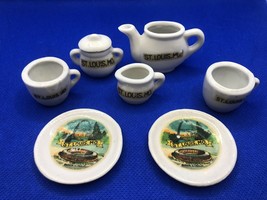 Vtg St. Louis Ceramic Souvenir Mini Plates Tea Cups Creamer Teapot Sugar Japan - £7.90 GBP