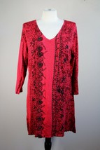 Alberto Makali L Red Black Floral Pattern Beaded Sweater Dress - £21.59 GBP