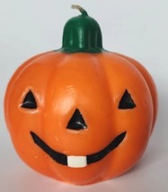 Vintage Halloween Pumpkin Jack O Lantern Unused Candle Silly Face Detailed H4 - £13.58 GBP