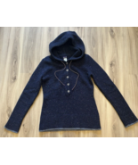 Patagonia Hooded Sweater Navy Blue Speckle 80% Merino Wool 20% Nylon Siz... - $54.69 CAD