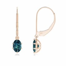 ANGARA Natural Teal Montana Sapphire Oval Drop Earrings in 14K Gold (6x4MM) - £718.56 GBP