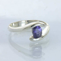 Ring Blue Violet Iolite Oval Handcrafted Silver size 7.5 Solitaire Design 419 - £36.63 GBP