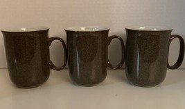 3 DENBY Made in England Vintage Brown Speckled Coffee Tea Mugs - £21.19 GBP