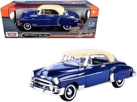 1950 Chevrolet Bel Air Dark Blue with Cream Top &quot;Timeless Legends&quot; 1/18 Diecast - £52.98 GBP