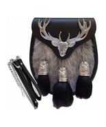 Scottish Kilt Semi Dress Sporran Grey Goat Skin Semi Stag Sporran Antiqu... - €110,87 EUR