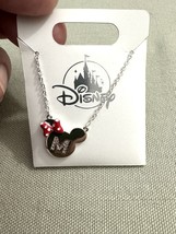 Disney Parks Minnie Mouse Icon Letter M Silver Color Necklace Child Size NEW image 2