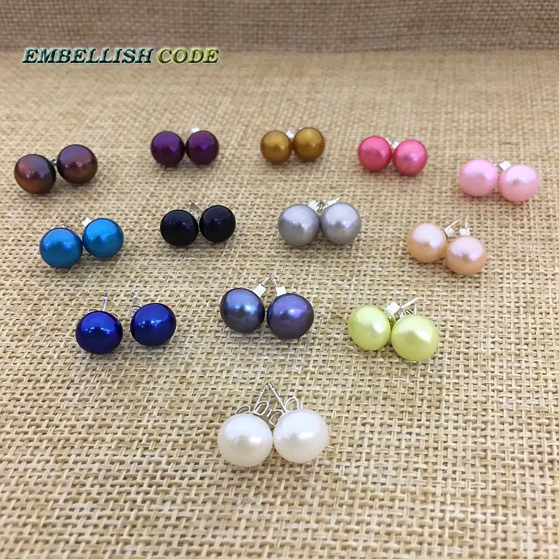 Hot stud earrings natural freshwater Cultured pearls AAA white black gre... - £10.90 GBP+
