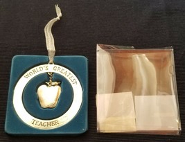 World&#39;s Greatest Teacher Pewter Apple Holiday Ornaments Christmas Gift - £4.74 GBP