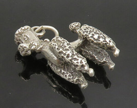925 Sterling Silver - Vintage Shiny Poodle Dog Chiseled Detail Pendant - PT19287 - £30.83 GBP