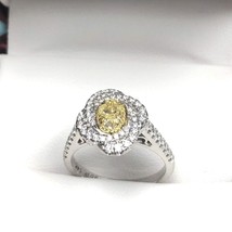 1.06 CT Natural Fancy Yellow Oval Diamond Engagement Ring 14k Gold - £2,367.83 GBP