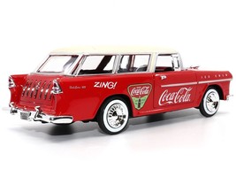1955 Chevrolet Bel Air Nomad Red with White Top &quot;Coca-Cola&quot; 1/24 Diecast Model - £50.71 GBP