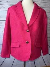 Talbots Aberdeen Blazer Tweed Pink 14P 14 Petite Wool Blend Lined Jacket... - $49.03