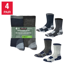Men&#39;s Kirkland Merino Wool Sock, 4 Pair Navy/Charcoal/Grey/Navy Combinat 7771320 - £19.71 GBP
