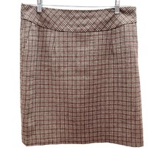 Architect Women&#39;s 12 Brown Houndstooth Straight Skirt Back Zip Pockets - £17.02 GBP