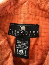 Consensus Sportswear Men's Orange Cotton Check Short Sleeve Shirt Size Large image 4