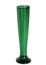 Vintage tall green art glass vase with gold rim detail - $24.99