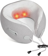 Electric Neck Massager,Portable Heated Kneading Massage Cushion, Grey - £31.46 GBP